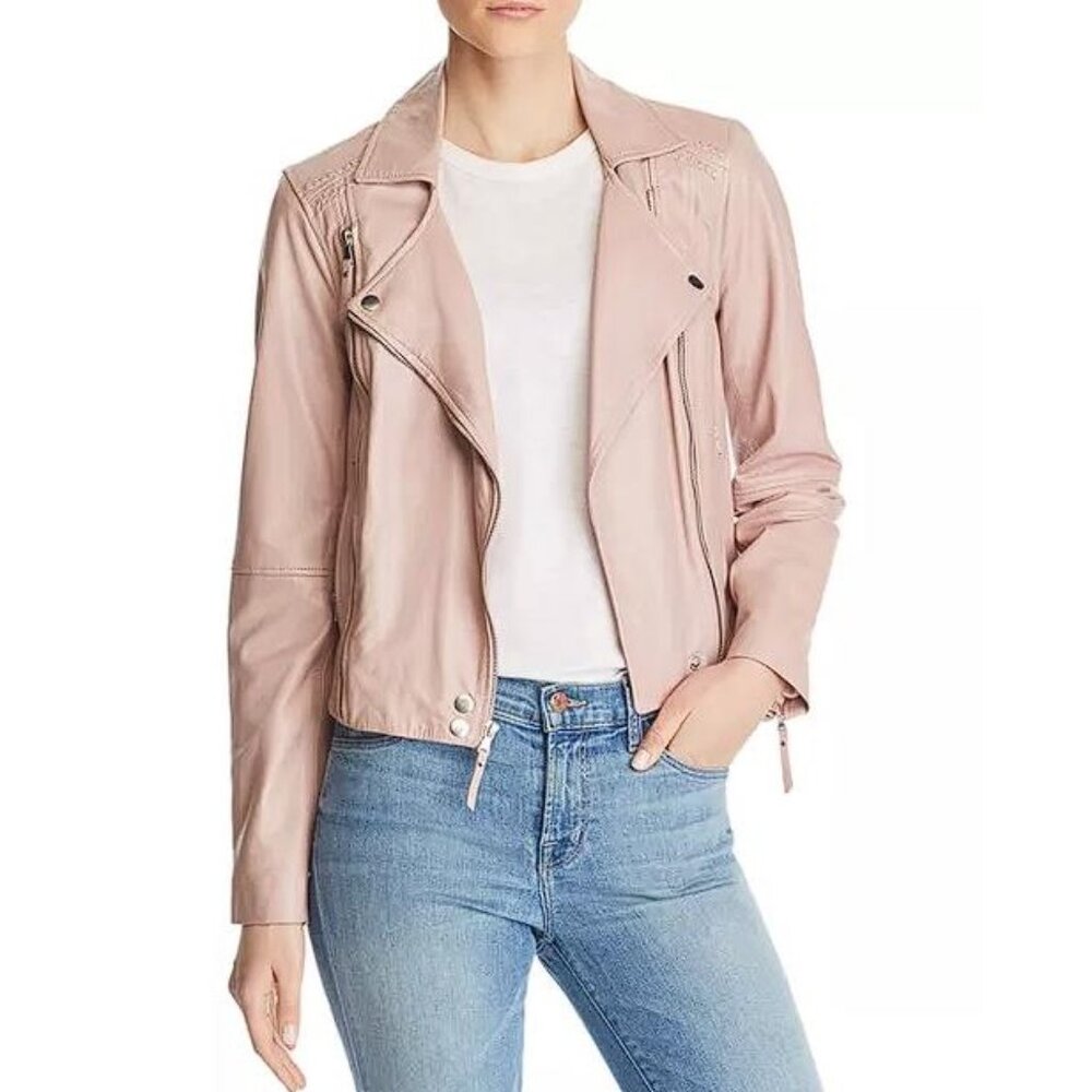 PAIGE Women's Fontana Leather Moto Jacket Size XS